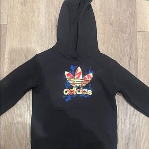 Adidas Kids Black Hoodie with Vibrant Logo